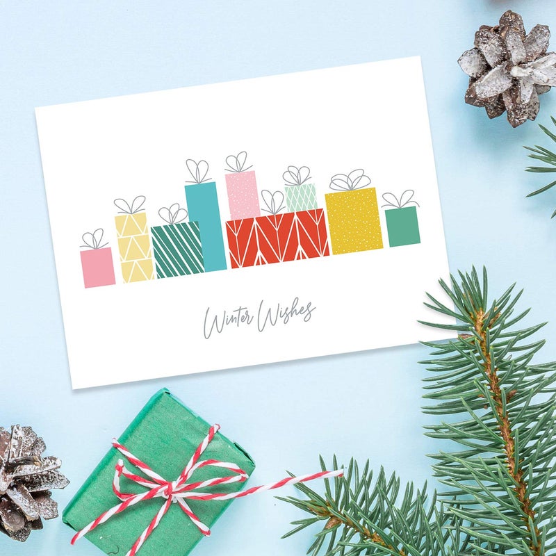 Canopy Street Modern Pattern Holiday Card Pack / 24 Cards With White Envelopes / 4 Fun Vibrant Winter Designs / 4 5/8" x 6 1/4" Festive Christmas Note Cards - Image 4